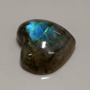 Labradorita multicolorido natural 13,50ct, formato de coração, translúcido