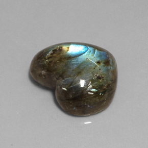 Labradorita multicolorido natural 11,69ct, formato de coração, translúcido