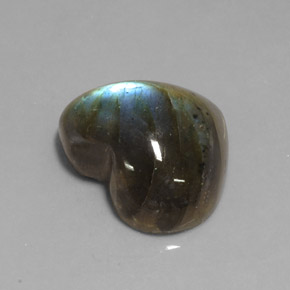 Labradorita multicolorido natural 13,91ct, formato de coração, translúcido