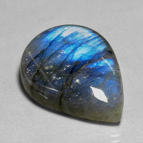 Labradorita multicolorido natural 39,94ct, formato de pêra, translúcido