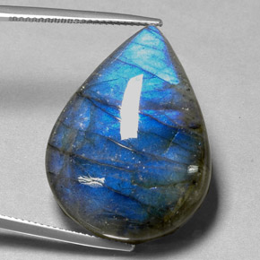 Labradorita multicolorido natural 39,94ct, formato de pêra, translúcido