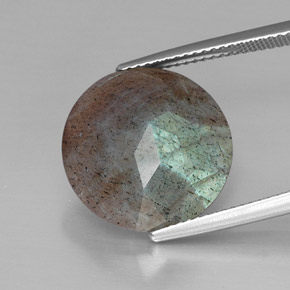 Labradorita Multicolorido Natural 10.20ct, Corte Redondo, Opaco