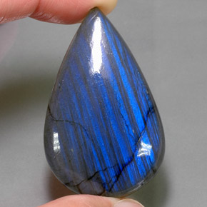 Labradorita multicolorido natural 68,82ct, formato de pêra, opaco