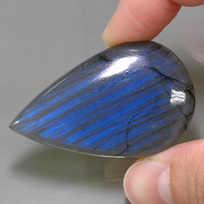 Labradorita multicolorido natural 68,82ct, formato de pêra, opaco
