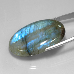 Labradorita multicolorido natural 81,11ct, corte oval, translúcido
