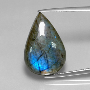 Labradorita multicolorido natural 18,23ct, formato de pêra, translúcido