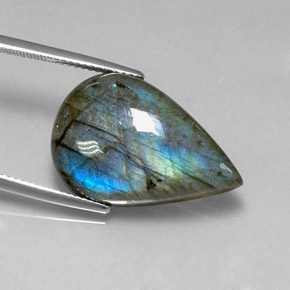 Labradorita multicolorido natural 18,23ct, formato de pêra, translúcido