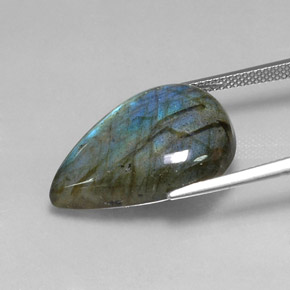 Labradorita multicolorido natural 18,23ct, formato de pêra, translúcido