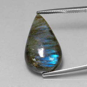 Labradorita multicolorido natural 21,56ct, formato de pêra, translúcido