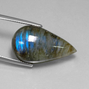Labradorita multicolorido natural 21,56ct, formato de pêra, translúcido