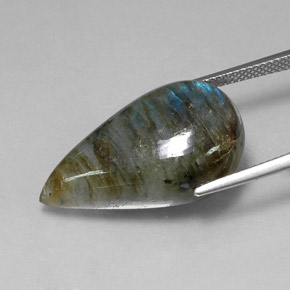 Labradorita multicolorido natural 21,56ct, formato de pêra, translúcido