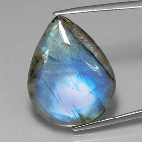 Labradorita multicolorido natural 27,17ct, formato de pêra, translúcido