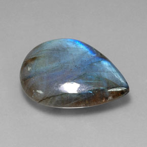 Labradorita multicolorido natural 27,17ct, formato de pêra, translúcido