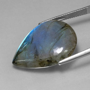 Labradorita multicolorido natural 27,17ct, formato de pêra, translúcido