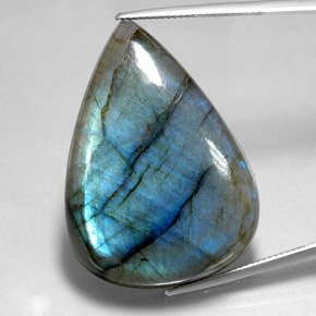 Labradorita multicolorido natural 70,99ct, formato de pêra, translúcido
