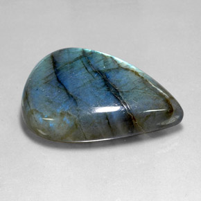 Labradorita multicolorido natural 70,99ct, formato de pêra, translúcido