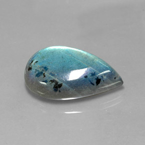 Labradorita multicolorido natural 28,52ct, formato de pêra, opaco