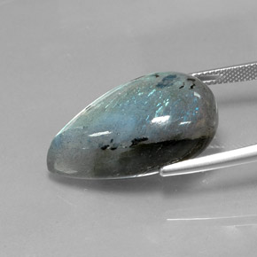 Labradorita multicolorido natural 28,52ct, formato de pêra, opaco
