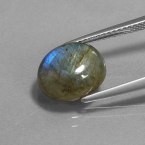 Labradorita Multicolorido Natural 3.93ct, Corte Oval, Translúcido