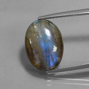 Labradorita multicolorido natural 6,83ct, corte oval, translúcido