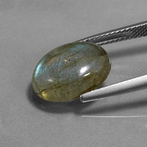 Labradorita Multicolorido Natural 5.51ct, Corte Oval, Translúcido