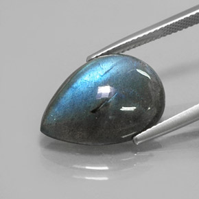 Labradorita multicolorido natural 8,76ct, formato de pêra, translúcido