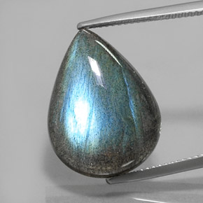 Labradorita multicolorido natural 14,88ct, formato de pêra, translúcido