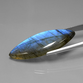Labradorita azul natural 36,89ct, marquise, transparente