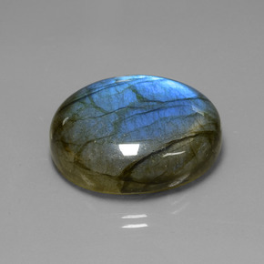 Labradorita azul natural 39,42ct, corte oval, transparente