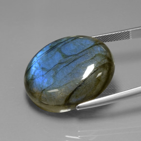 Labradorita azul natural 39,42ct, corte oval, transparente