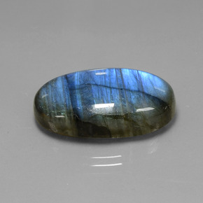 Labradorita Cinza Azul Brilho Natural 23.23ct, Corte Oval, Transparente
