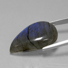 Labradorita azul natural 27,70ct, formato de pêra, transparente