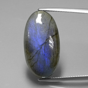 Labradorita azul natural 19,57ct, corte oval, transparente