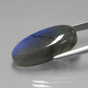 Labradorita azul natural 19,57ct, corte oval, transparente