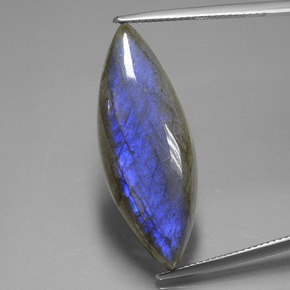 Labradorita Cinza Azul Brilho Natural 18.92ct, Marquesa, Transparente