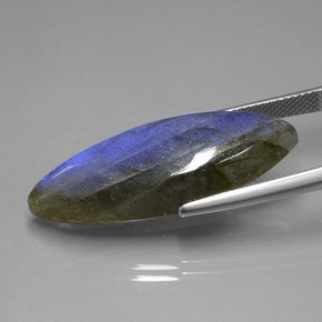 Labradorita Cinza Azul Brilho Natural 18.92ct, Marquesa, Transparente