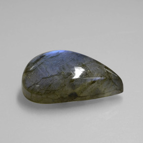Labradorita azul natural 21,94ct, formato de pêra, transparente
