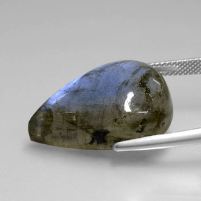 Labradorita azul natural 21,94ct, formato de pêra, transparente