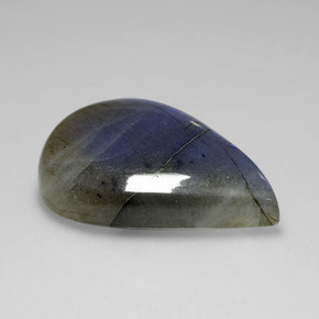 Labradorita azul natural 37,86ct, formato de pêra, transparente