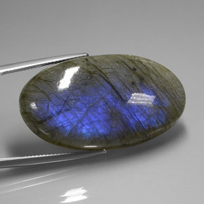 Labradorita azul natural 58,44ct, corte oval, transparente