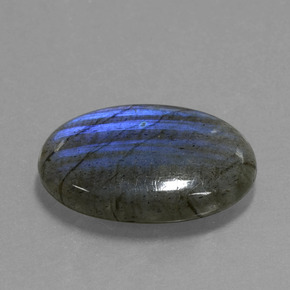 Labradorita Cinza Azul Brilho Natural 15.48ct, Corte Oval, Transparente