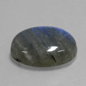 Labradorita Cinza Azul Brilho Natural 21.85ct, Corte Oval, Transparente
