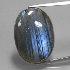 Labradorita azul natural 17,74ct, corte oval, transparente