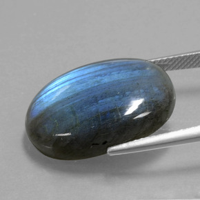 Labradorita azul natural 17,74ct, corte oval, transparente