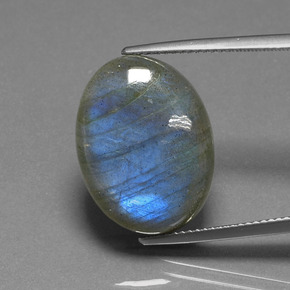 Labradorita azul natural 16,93ct, corte oval, translúcido