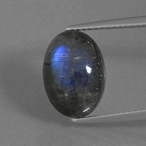 Labradorita azul natural 5,60ct, corte oval, translúcido