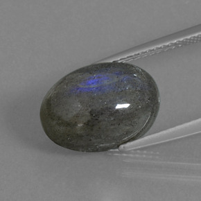 Labradorita Cinza Azul Brilho Natural 5.82ct, Corte Oval, Translúcido