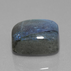 Labradorita Cinza Azul Brilho Natural 10,38ct, Almofada cortada, Translúcido