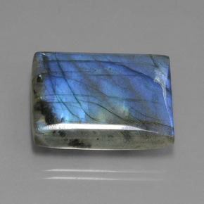 Labradorita Cinza Azul Brilho Natural 43.22ct, baguete, Translúcido