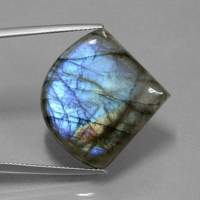 Labradorita Cinza Azul Brilho Natural 28.32ct, Forma extravagante, Translúcido